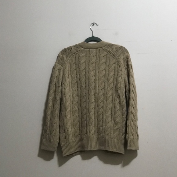 $465 VINCE Oversize Wool & Cashmere Cable Cardigan In Cashew - Picture 2 of 4